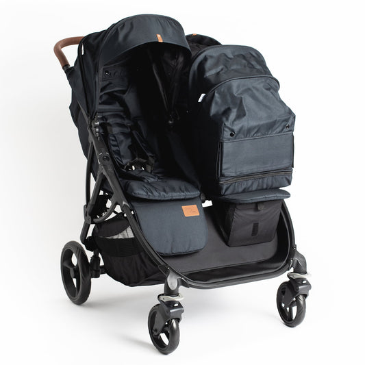 Roma Gemini 2 Double Pram - Jet Black