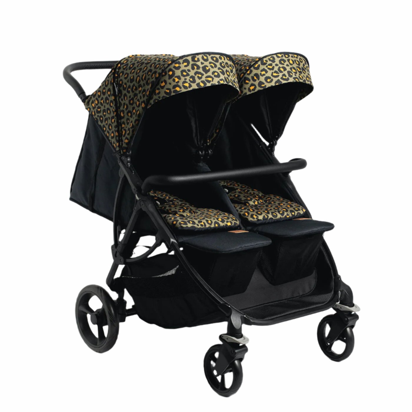 Roma Gemini 2 Double Pram - Khaki Leopard