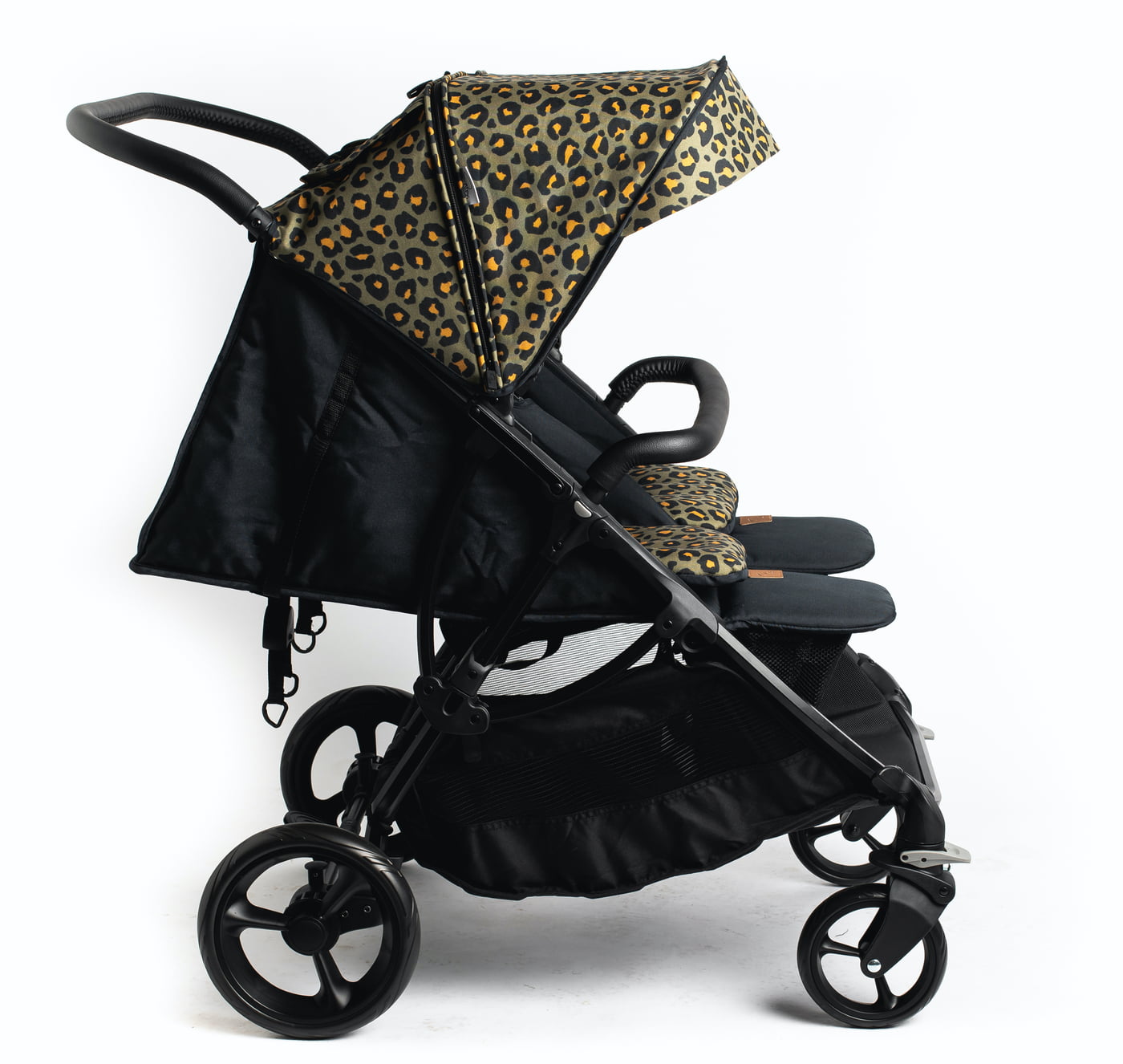 Roma Gemini 2 Double Pram - Khaki Leopard