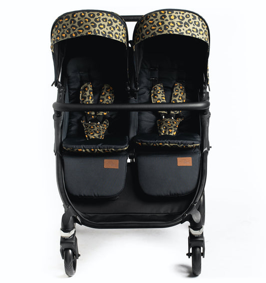 Roma Gemini 2 Double Pram - Khaki Leopard