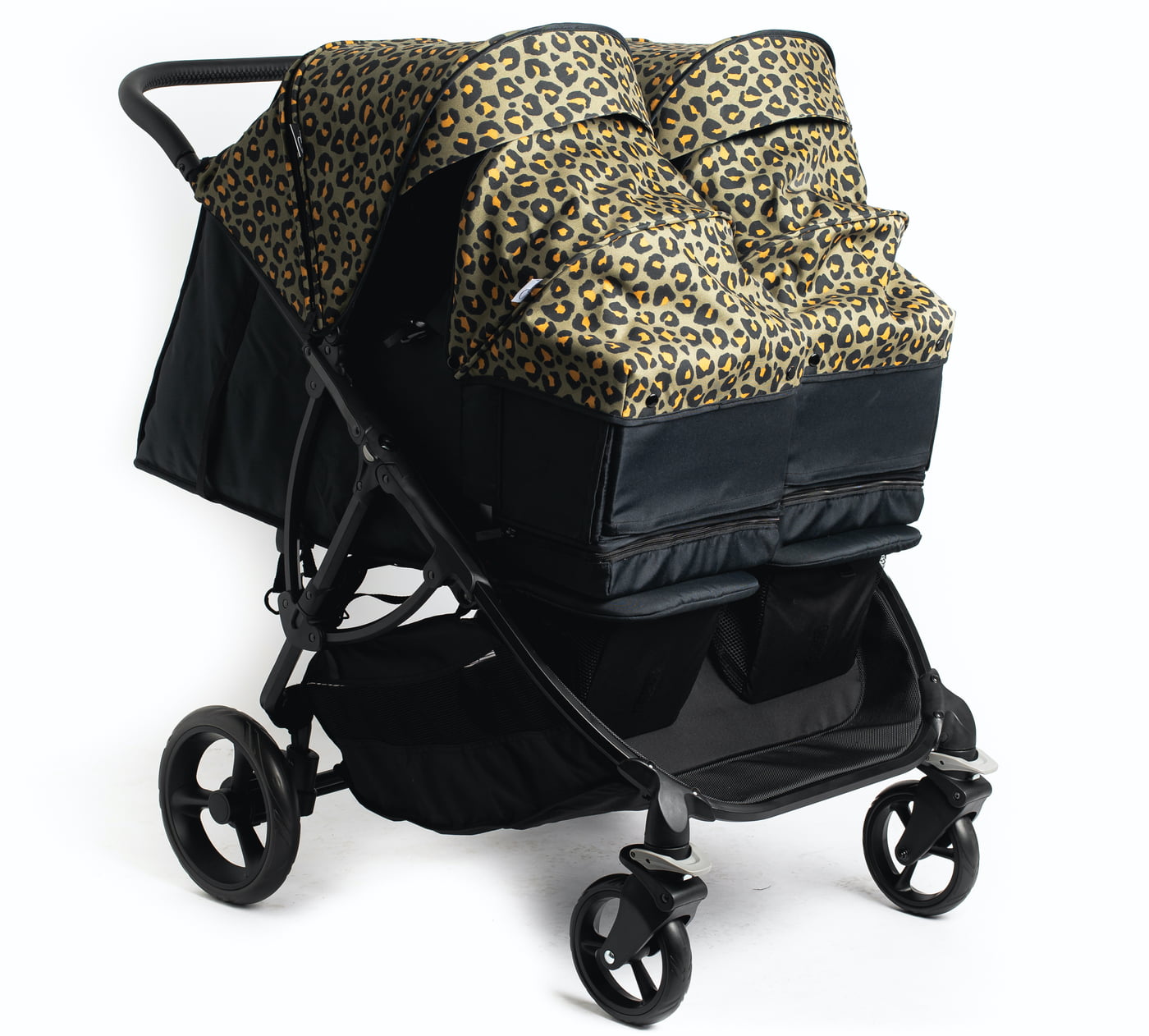 Roma Gemini 2 Double Pram - Khaki Leopard
