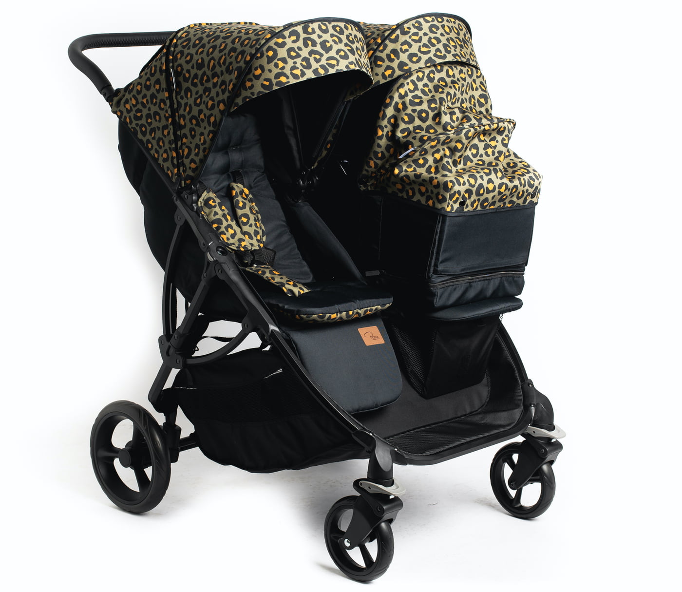 Roma Gemini 2 Double Pram - Khaki Leopard