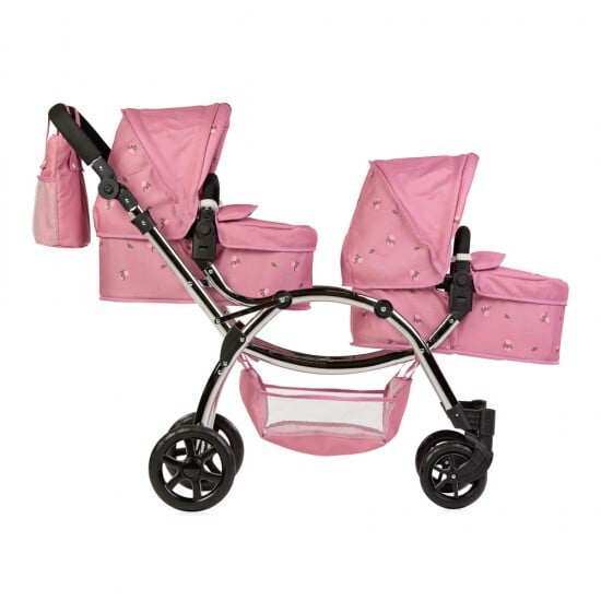 Darcie Twin Dolls Pram - Pink