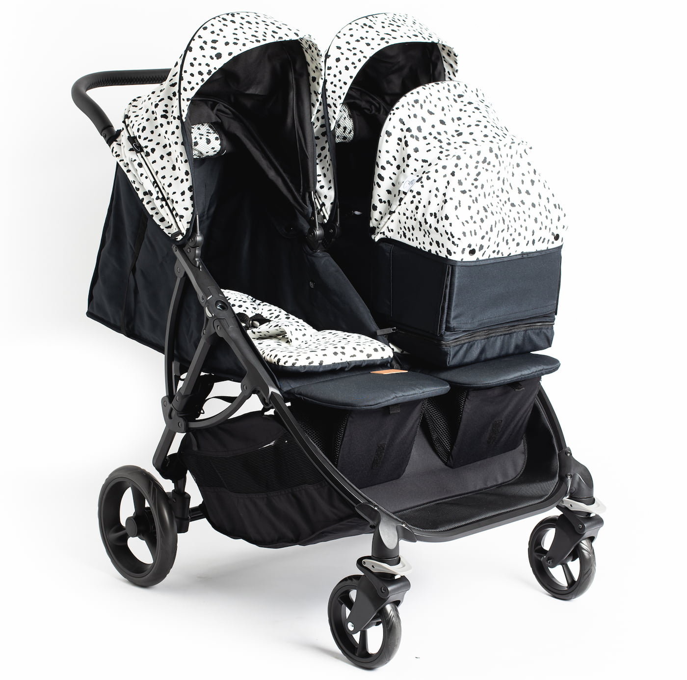 Black double hot sale pram